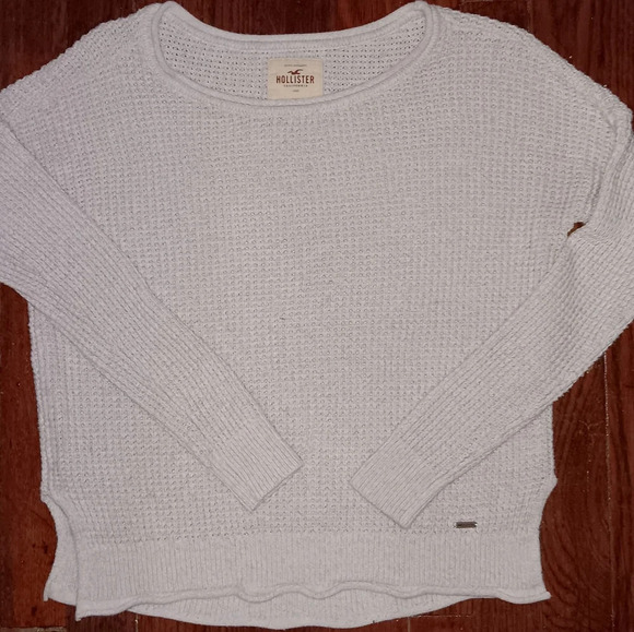 HOLLISTER OVERSIZE XS LONGSLEEVE SWEATER Teen- WOMEN SILVER Top Shirt - Picture 1 of 12